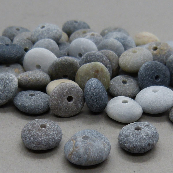 Kieselstein Scheiben grau - Edelstein Perlen Baoshi